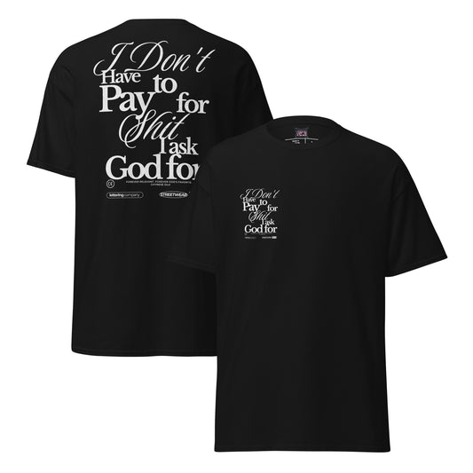 Black premium streetwear t-shirt featuring the Chynese Silk Free Life typography graphic design.