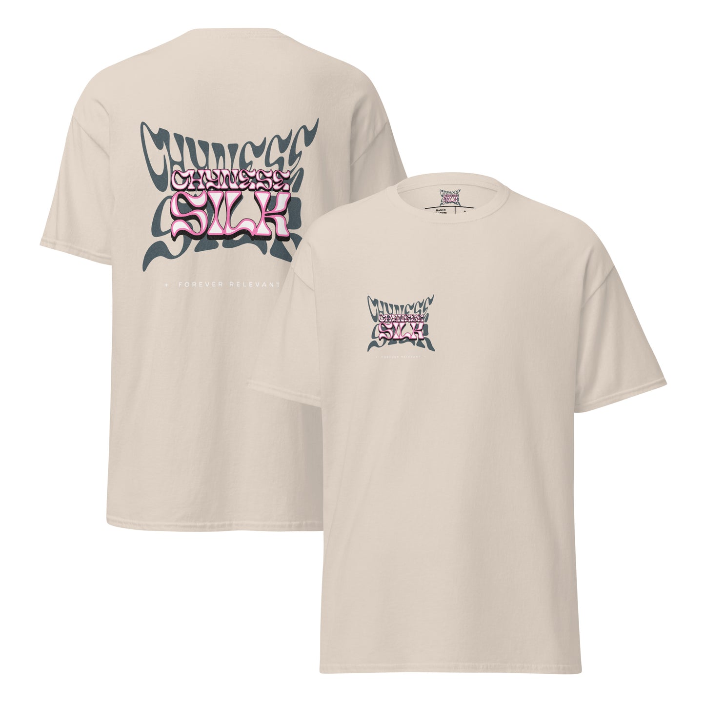 Natural cream premium streetwear t-shirt featuring the Chynese Silk Namesake graphic design.